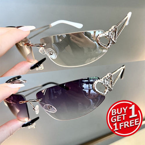 2 Pairs Y2K Retro Rimless Mercury Tinted Sunglasses for Couples – Aesthetic Gradient Lens Matching Glasses for Daily Wear, Photoshoots, Festivals & Gifting in 6 Color Combos
