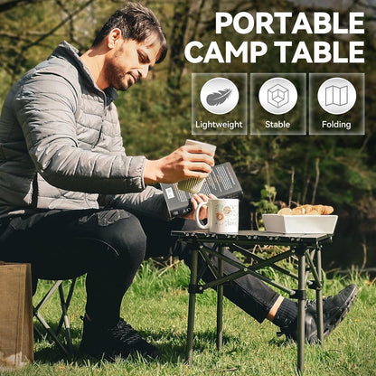 Portable Folding Camping Table Lightweight Collapsible Outdoor Table with Carry Bag Sturdy Legs Large Flat Surface for Picnic BBQ Beach Hiking Tailgating Compact Durable Design Size L and XL
