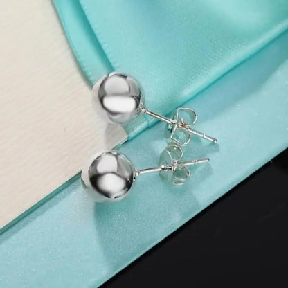 S925 Sterling Silver Stud Earrings 10mm Minimalist Simple Design Hypoallergenic Daily Wear Ear Piercing Jewelry for Women Girls Gift