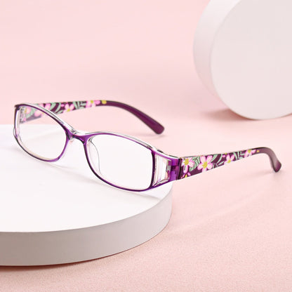 9 Pack Vintage Floral Square Frame Reading Glasses for Women, Lightweight Stylish Readers with Flower-Embellished Frames for Office & Everyday Use, Perfect Gift Set