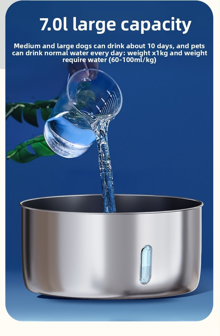 Stainless Steel Pet Water Fountain 236oz 7L Automatic Cat & Dog Water Dispenser with Replacement Filters USB Powered Water Level Window – FT007 Model