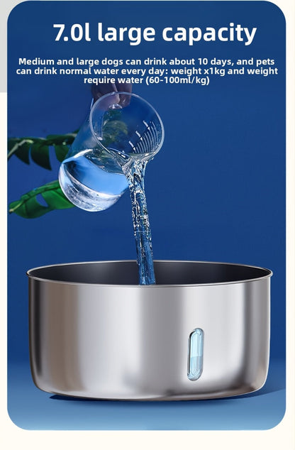 Stainless Steel Pet Water Fountain 236oz 7L Automatic Cat & Dog Water Dispenser with Replacement Filters USB Powered Water Level Window – FT007 Model