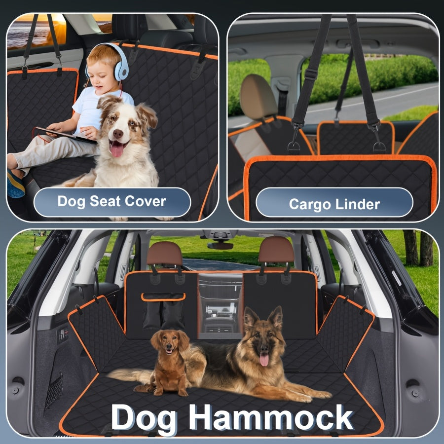 Heavy Duty Dog Car Seat Cover Waterproof Non-Slip Backseat Protector Scratch-Proof Spill-Proof Nylon Pet Seat Cover SUV Sedan Truck Side Flap Door Protection Easy Install Machine Washable