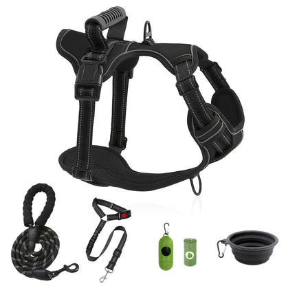 No-Pull Dog Harness & Leash Set 6-in-1 – Reflective No-Choke Oxford Vest with Dual Leash Clips & Easy Control Handle for Small Medium Large Dogs, 5 Colors XS to XL