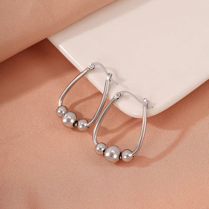 S925 Sterling Silver 3-Bead Hoop Earrings for Women – 18mm Hypoallergenic Pendant Bead Ring Earrings with Gift Box, Perfect Holiday & Birthday Gift