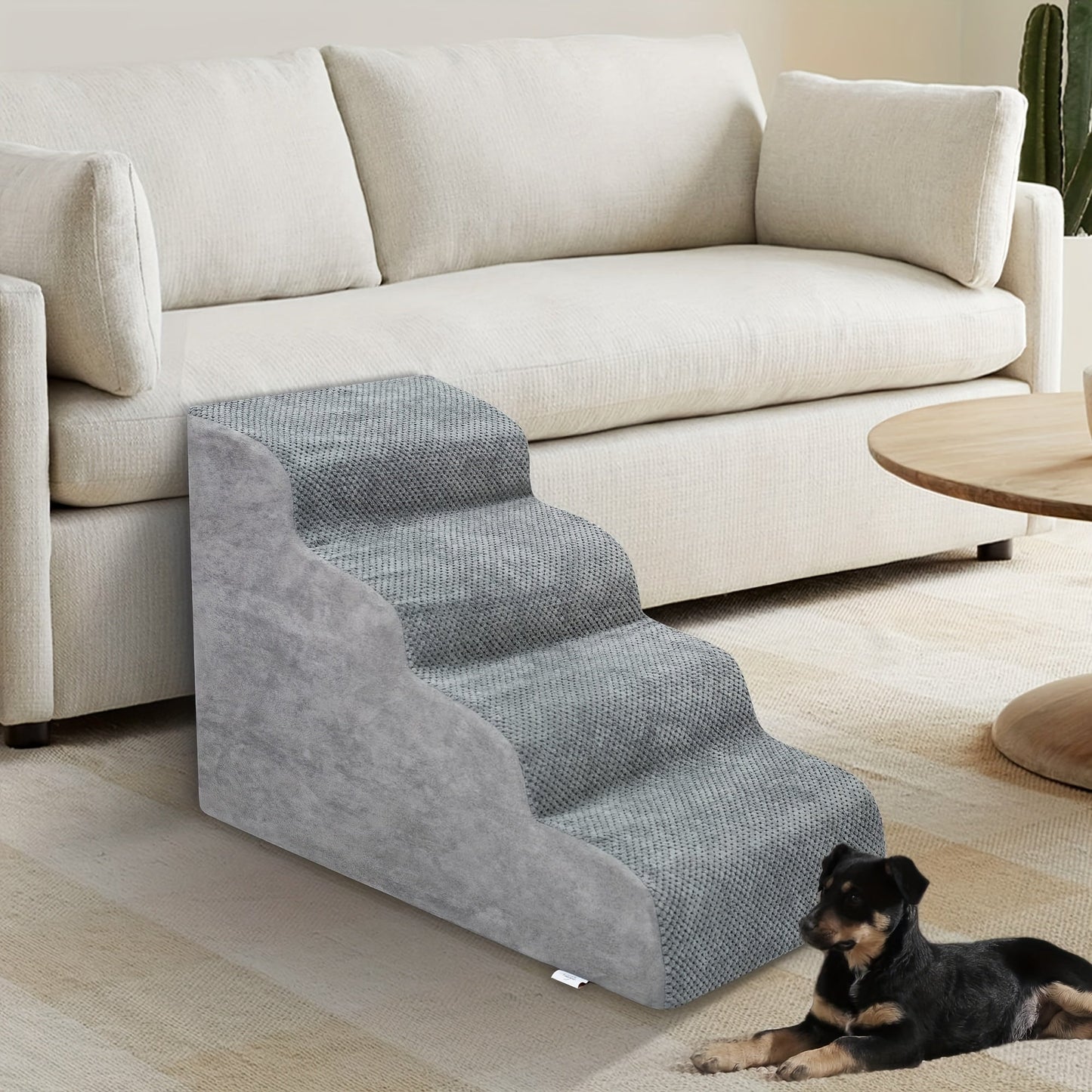 Memory Foam Dog Steps Pet Stairs 2 3 4 Step with Non-Slip Bottom & Washable Cover – Supportive Pet Steps for Sofa Bed, Great for Senior Dogs & Puppies, Multiple Colors