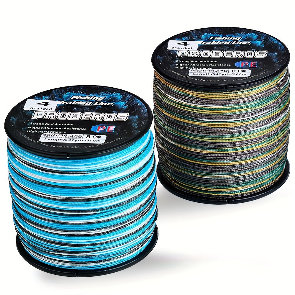 Braided Fishing Line 500M 547 Yards 4 Strand Superline Abrasion Resistant Zero Stretch 6LB-80LB Test Super Strong Multicolor Fishing Line for Saltwater Freshwater