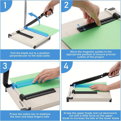 12 Inch Heavy-Duty Guillotine Paper Cutter Trimmer with Safety Guard Corner Rounder Precise Grid for Photos Cardstock Scrapbook Office Documents Craft Cutting Tool