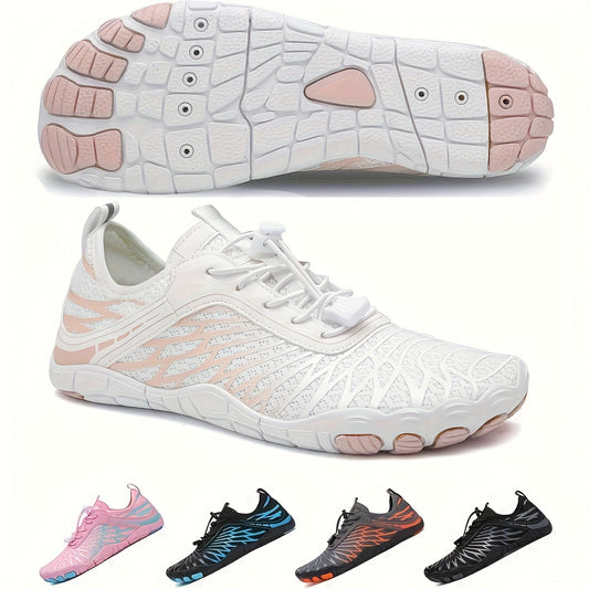 Barefoot Hiking Shoes for Women Wide Toe Box Non-Slip Trail Running Sneakers – Healthy Minimalist Footwear, Sizes US 6-11, White Black Pink