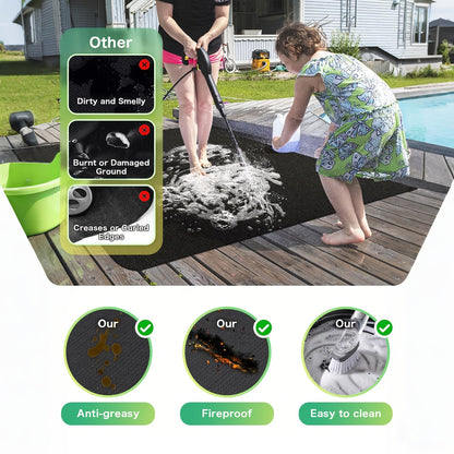 BBQ Grill Mat & Fire Pit Pad – Double-Sided Fireproof Heat-Resistant Deck Protector, Waterproof & Oil-Proof, Easy to Clean, 7 Sizes for Outdoor Grills, Fireplaces, Fire Pits & Smokers