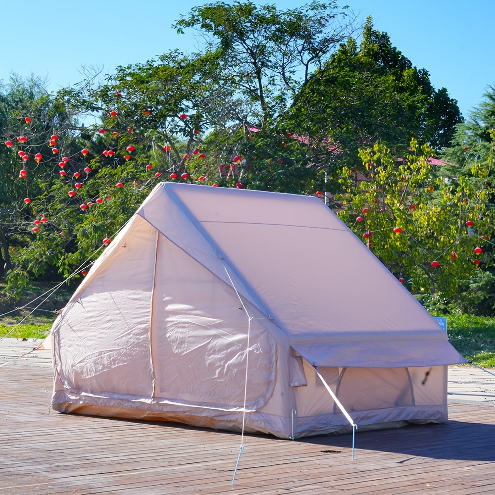 Inflatable Camping Tent 4-6 Person – 4-Season Luxury Air Tent with Manual Pump Easy Setup Windproof Glamping House for Family Outdoor Camping