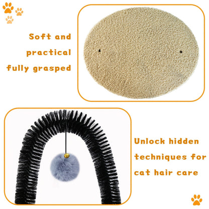 Cat Arch Self-Groomer Toy with Scratching Pad – Interactive Massage Brush for Indoor Cats, Shedding Relief & Stress Relief Grooming Arch