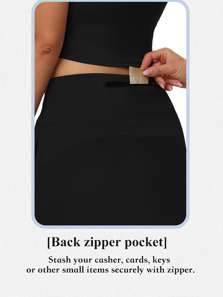 Women's 20-Inch Knee Length Skorts with 5 Pockets – High Waist Athletic Skirt with Built-In Shorts for Tennis, Golf & Pickleball, Long Activewear Skort, Sizes S-XXL, Multiple Colors