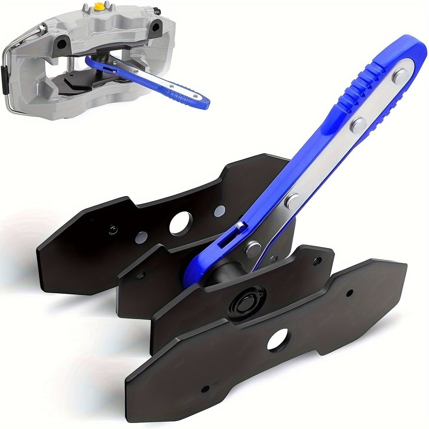 Brake Caliper Press Tool with 360° Swing Ratchet – Piston Spreader Pad & Hand Wrench Expander for Single, Twin & Quad Piston Disc Brake Calipers, Alloy Steel, Universal Fit for Cars & Trucks