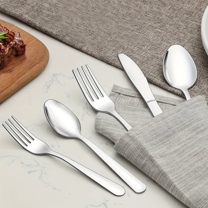 Stainless Steel Flatware Set 60/90 Piece – Silverware for 12-18 People with Gift Box, Steak Knives Salad Forks Dessert Spoons, Dishwasher Safe, for Home Wedding Camping Party Halloween
