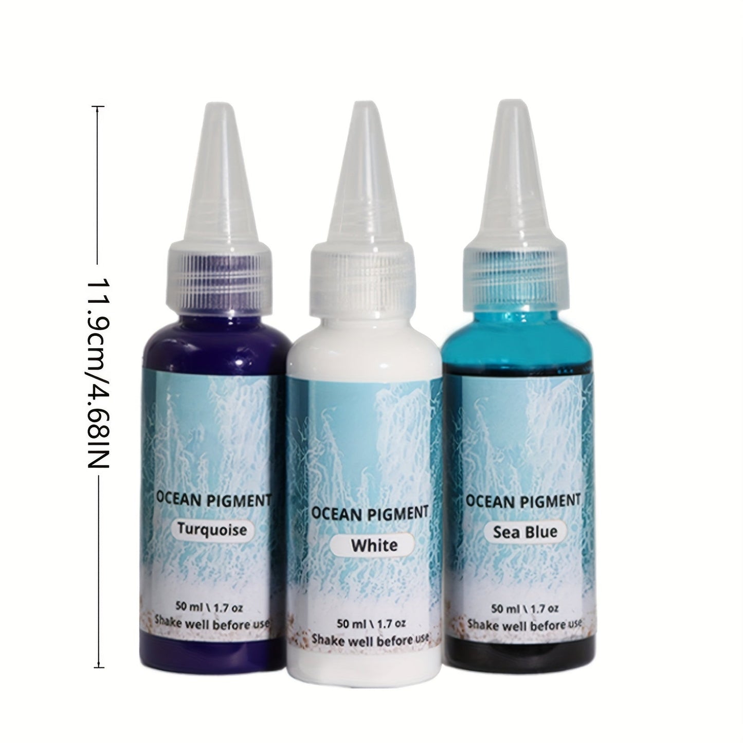 Ocean Wave Resin Paint Set 3 Colors White Sea Blue Deep Blue High Concentration Oil-Based Pigment Fade-Resistant Dye for Epoxy Resin Art Crafts 1.69oz Each