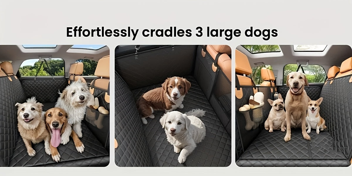 Dog Backseat Expander with Hard Bottom – 400 lb Capacity 100% Nylon Dog Car Seat Cover & Pet Hammock for SUV, Truck & Car, Large Space Non-Slip Waterproof Dog Travel Seat Protector