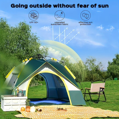 SKYNEST Automatic Instant Setup Camping Tent 1-3 and 3-4 Person All-Season Windproof Lightweight Tent Dual Doors Mesh Windows for Camping Hiking Hunting Travel Outdoor Shelter Green Beige