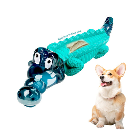 Crocodile Dog Chew Toy for Aggressive Chewers – Indestructible Milk Flavor Rubber Chew Toy with Dental Ridges for Large Medium Dogs 20-100 lbs, Tough Boredom Relief & Teeth Cleaning