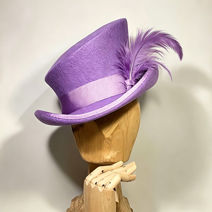 100% Wool Felt Fedora Hat with Ribbon for Women & Men – Adjustable Asymmetrical Top Hat for Church Parties Weddings, Elegant Fashion Headwear in 10 Colors, Perfect Christmas Gift
