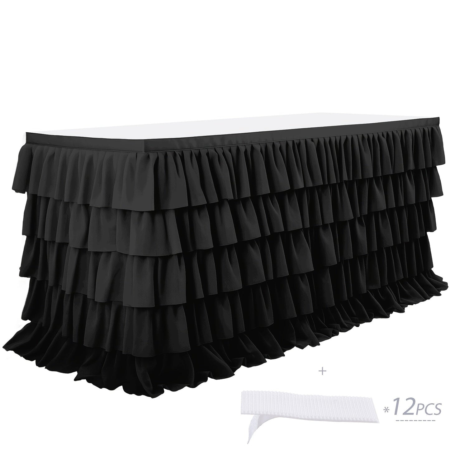 6ft Tulle Tutu Table Skirt – Chiffon Ruffle Table Skirting for Birthday Party, Wedding, Bridal Shower, Girls Party & Holiday Decor – Easy Hook & Loop Install, 12 Colors (72"L x 30"H)