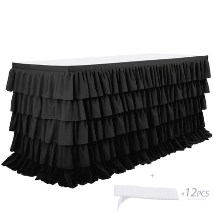 6ft Tulle Tutu Table Skirt – Chiffon Ruffle Table Skirting for Birthday Party, Wedding, Bridal Shower, Girls Party & Holiday Decor – Easy Hook & Loop Install, 12 Colors (72"L x 30"H)