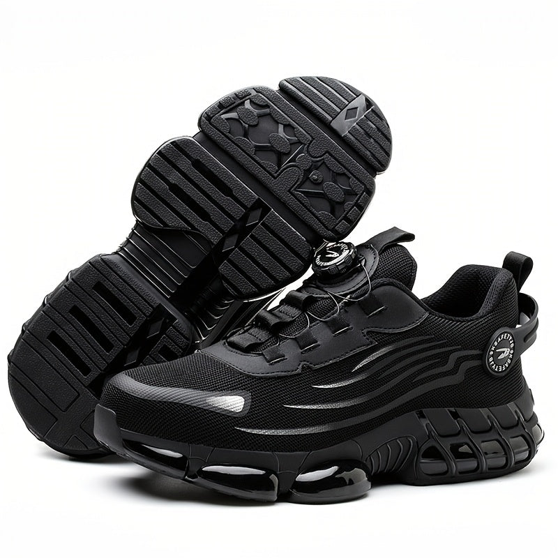 Steel Toe Work Shoes for Men Slip Resistant Safety Boots Breathable Composite Toe Sneakers Abrasion Resistant Construction Work Boots Black Dark Gray US 6-11