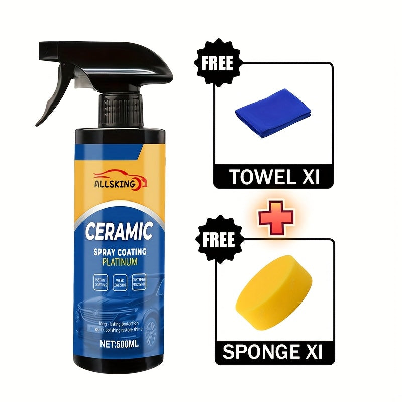 3-in-1 Nano Ceramic Coating Spray for Cars – Scratch-Resistant, High-Definition Glossy Finish, Long-Lasting Protective Layer for All Paint Types, Car, Truck & SUV Exterior Paint Protection