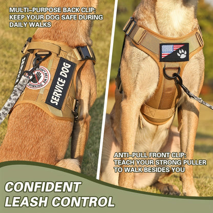 Tactical Dog Chest Harness – Military-Style No-Pull Pet Vest with Control Handle, Adjustable Secure Fit for Active Dogs, Solid Pattern, Sizes S to XL, Ideal for Training Hiking Walking