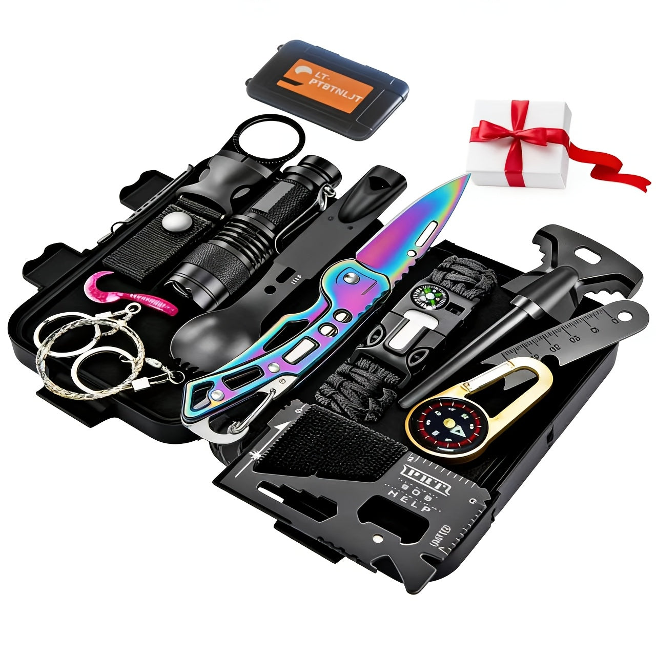 Survival Kit for Men 12 to 115 Piece Emergency Gear Set Flint Fire Starter Multi-Tool – Camping Hiking Hunting Fishing Outdoor Gift for Dad Husband Boyfriend