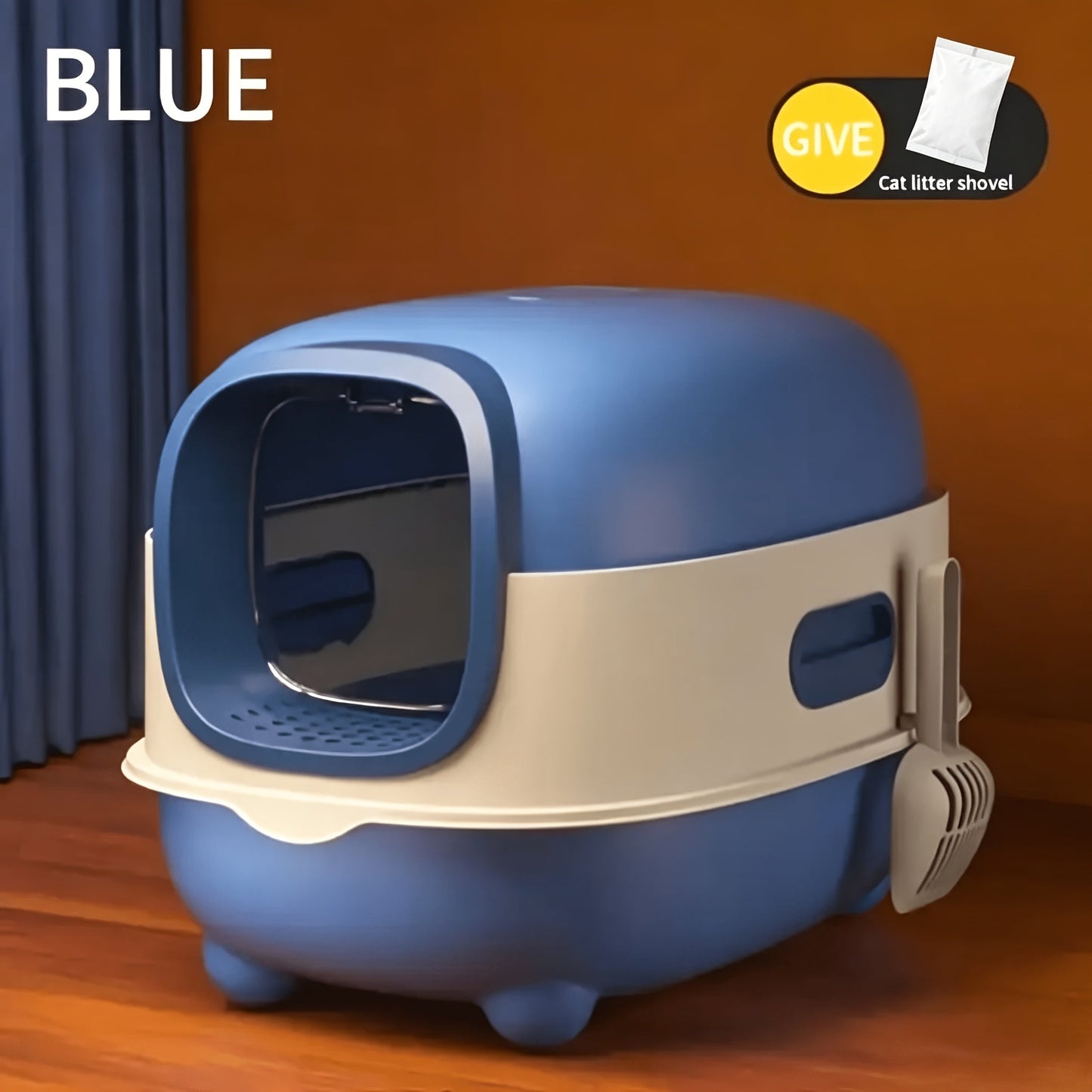 Covered Cat Litter Box – Spacious Fully Enclosed Design with Scoop, Spill Prevention & Odor Control, Easy to Clean & Store, Ideal for All Cats