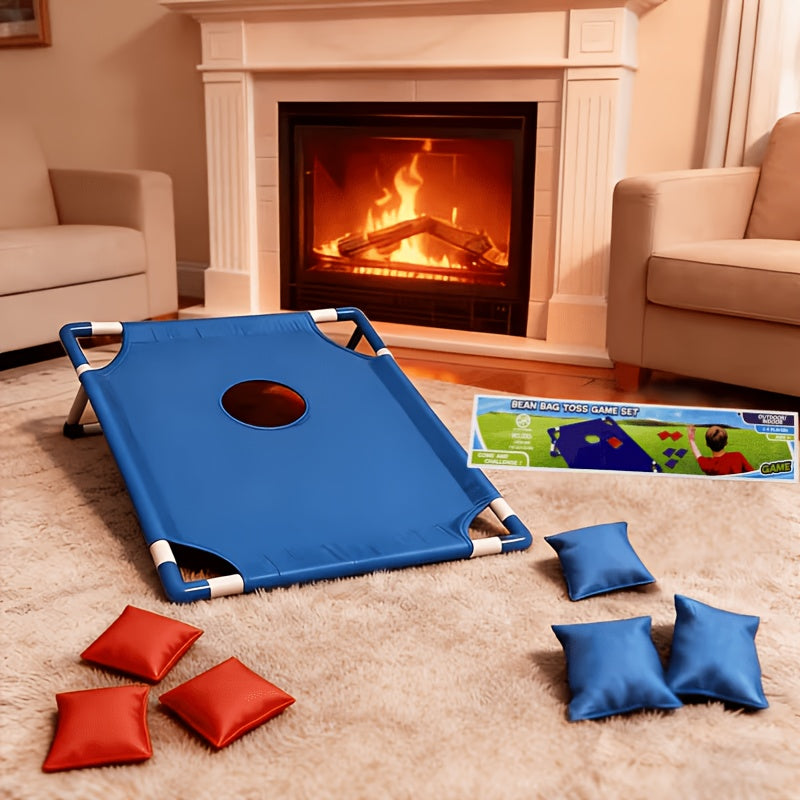 Portable Cornhole Game Set with 6 Bean Bags Red & Blue Gift Box, Backyard Toss Game for Family Outdoor Activities Travel Parties Gatherings, Easy Setup Throwing Game for Ages 5 and Up