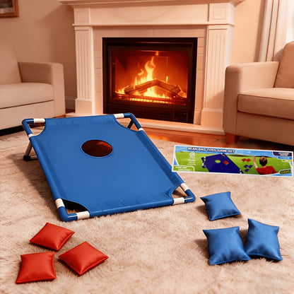 Portable Cornhole Game Set with 6 Bean Bags Red & Blue Gift Box, Backyard Toss Game for Family Outdoor Activities Travel Parties Gatherings, Easy Setup Throwing Game for Ages 5 and Up