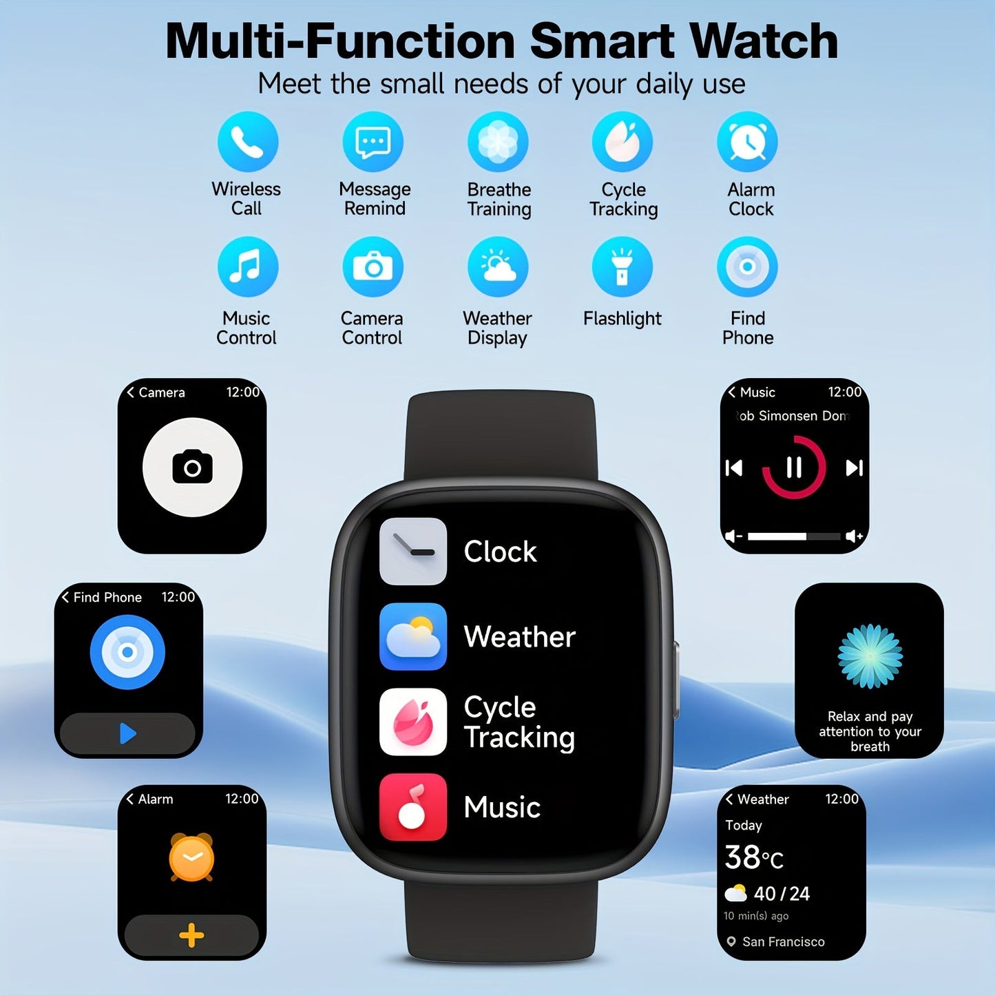 Smart Watch for Men & Women with Wireless Calling & Built-in Alexa – 1.83" HD Touch Screen, 100+ Sports Modes, Heart Rate Monitor, Waterproof Fitness Tracker, Compatible with iPhone & Android