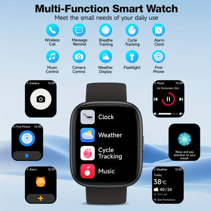 Smart Watch for Men & Women with Wireless Calling & Built-in Alexa – 1.83" HD Touch Screen, 100+ Sports Modes, Heart Rate Monitor, Waterproof Fitness Tracker, Compatible with iPhone & Android