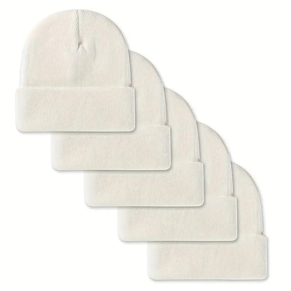 5-Pack Unisex Knit Beanie Hats for Men & Women - Warm Windproof Soft Acrylic Skull Caps for Winter Skiing Outdoors & Everyday, Lightweight Stretchy Cuffed Beanies Multipack, Great Gift