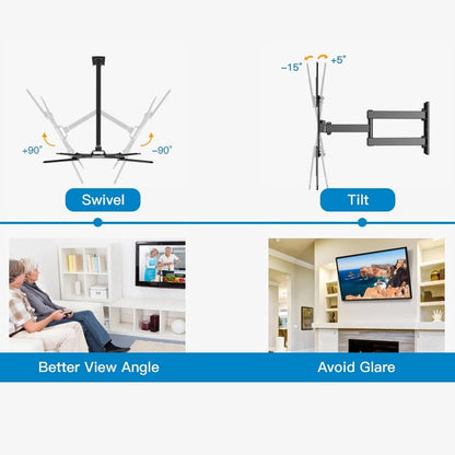 Full Motion TV Wall Mount for 26-60 Inch TVs Up to 77 lbs Swivel Tilt Extension Arm Stainless Steel TV Bracket Max VESA 400x400mm Fits Most Flat Curved Screen TVs