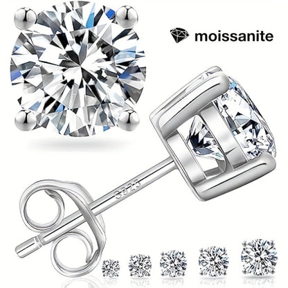 Lab Moissanite Stud Earrings D Color VVS1 Clarity – Brilliant Round Cut 18K Gold Plated 925 Sterling Silver, 1CT 2CT 4CT 6CT, Jewelry Box Included, Gift for Women Girls