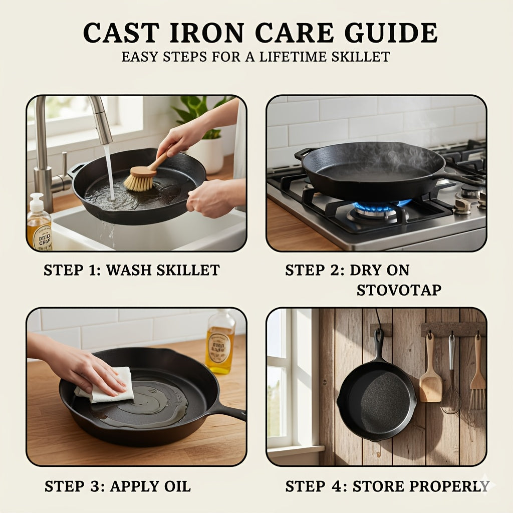 Cast Iron Cookware Set 6-Piece Non-Stick Skillet Dutch Oven Grill Pan Kit for Induction Gas Campfire BBQ Outdoor Cooking Kitchen