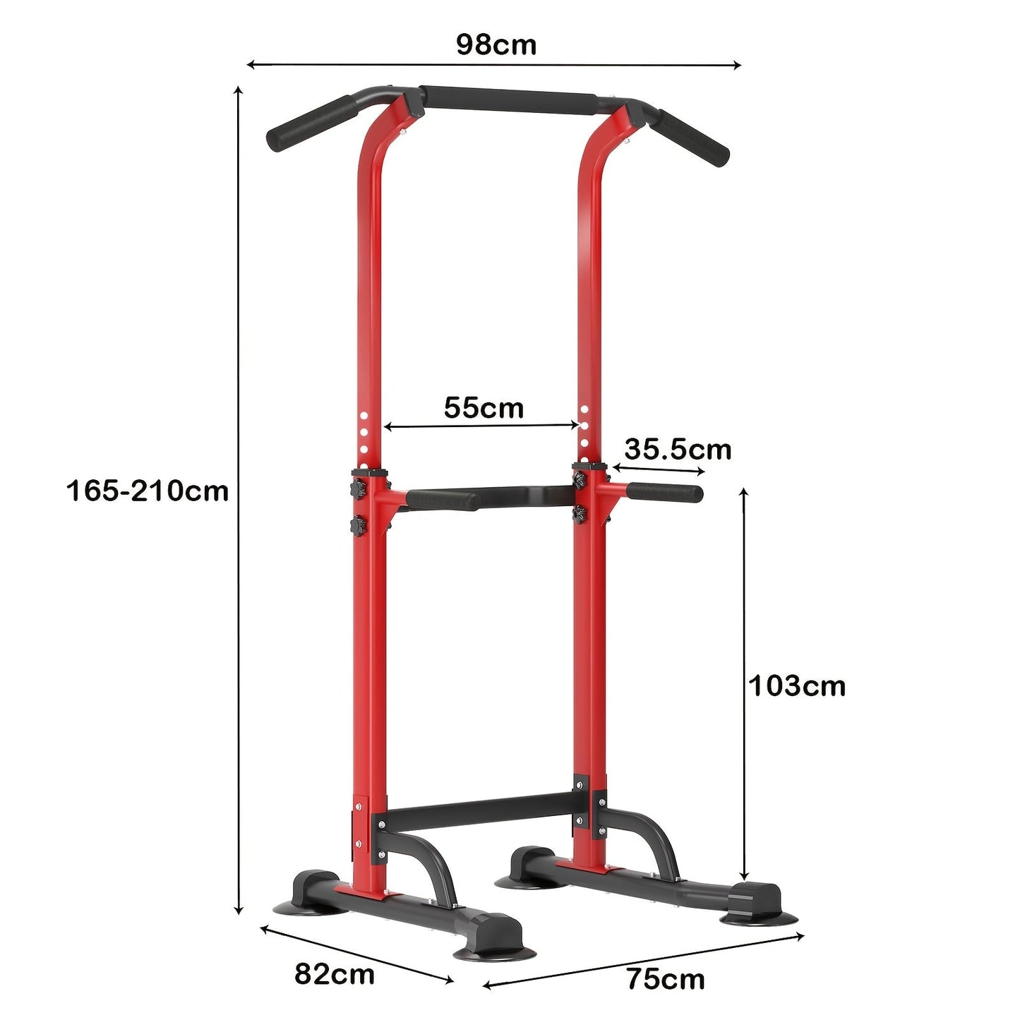 Power Tower Dip Station with Pull-Up Bar 10 Adjustable Heights 330 lbs Capacity Full-Body Strength Training for Home Gym – Pink Black Red Yellow Blue Orange Green