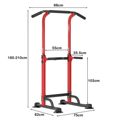 Power Tower Dip Station with Pull-Up Bar 10 Adjustable Heights 330 lbs Capacity Full-Body Strength Training for Home Gym – Pink Black Red Yellow Blue Orange Green