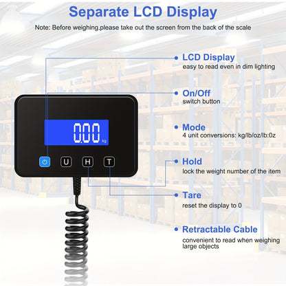 Digital Shipping Scale 440 lbs High Precision 0.5oz Accuracy for Postal Mail Packages, Small Business Warehouse Home Use, Includes Batteries & Charging Cable