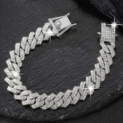 Cuban Link Chain Jewelry Set for Men 2pcs – Hip Hop Miami Bling Necklace and Bracelet Set, Luxury Fashion Streetwear Accessories, Perfect Birthday Anniversary Gift for Him