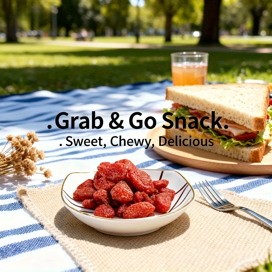 Dried Strawberries Snack 3 Bags Pack Low Sugar Natural Gluten-Free Vegan Fruit Snack Office Parties Holidays Gift