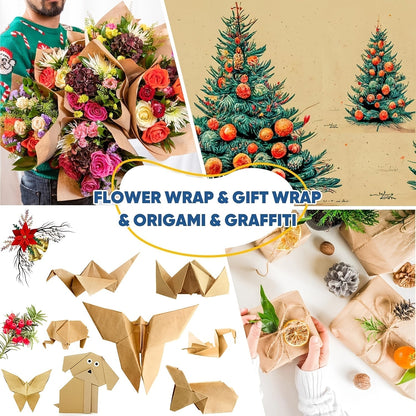 Kraft Paper Roll 80 GSM Heavy Duty for Gift Wrapping, Packing, Moving, Shipping, Wall Art, Crafts, Bulletin Board, Floor Cover & Table Runner — Multiple Sizes & Colors