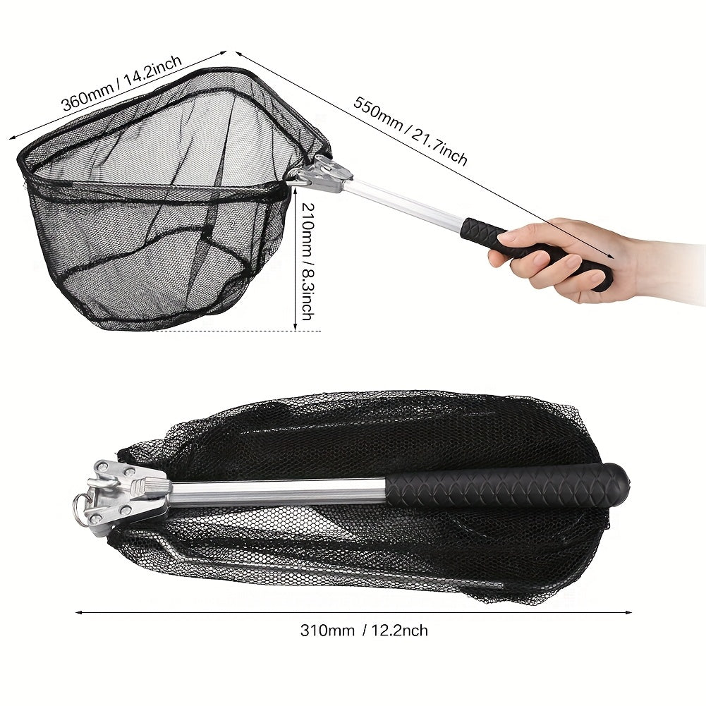 Foldable Telescoping Fishing Landing Net with Aluminum Alloy Frame – Extendable Handle 21.7–75 Inch for Bass, Trout & Fly Fishing, Professional Portable Collapsible Fish Net