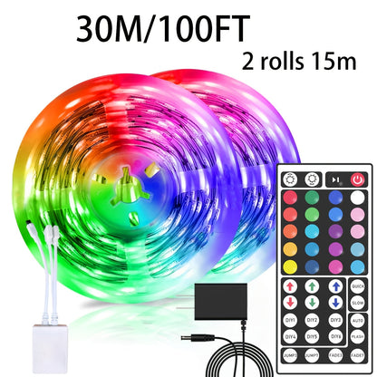 LED Strip Lights 100ft RGB Color Changing – Smart Remote Control, Stepless Dimming, Flashing & DIY Modes, Indoor TV Backlight, Bedroom, Living Room, Stairs, Party & Holiday Decor