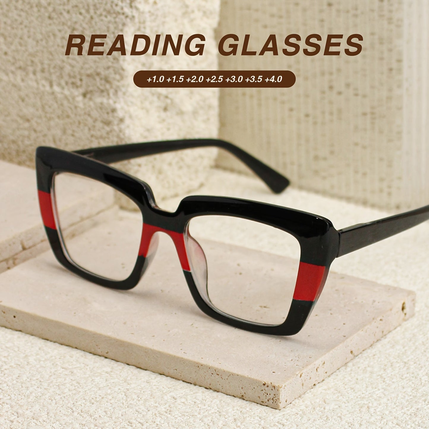 8-Pack Retro Rectangular Reading Glasses for Women Color Clash Design Spring Hinges Comfortable Fit Party Holiday Halloween Christmas Gift +100 to +400
