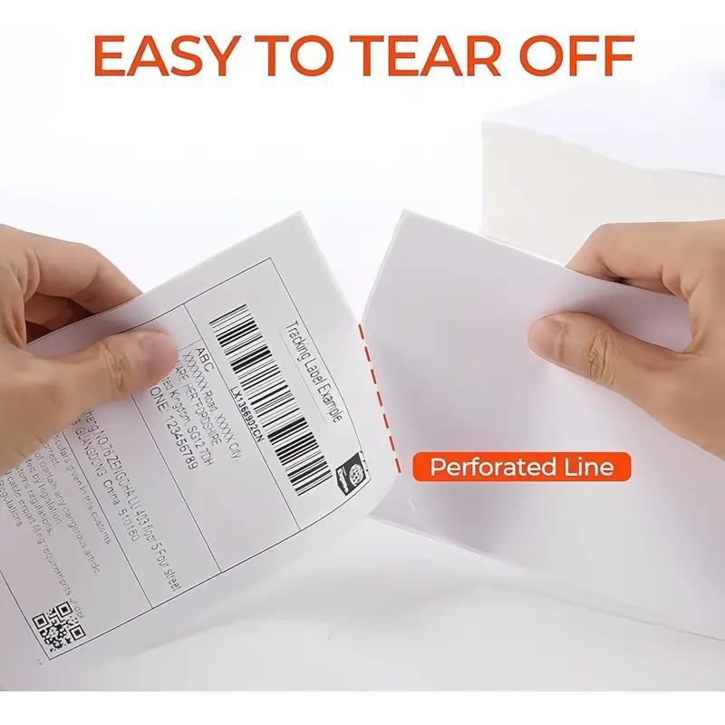 4x6 Direct Thermal Fanfold Shipping Labels 1000 or 4000 Pack – White Perforated Waterproof Self-Adhesive Labels, 500 Per Stack, Compatible with Zebra, Rollo, MUNBYN & Most Thermal Printers