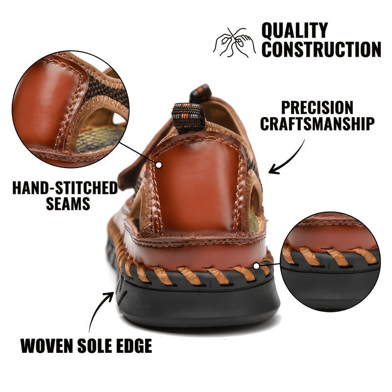 Men's Closed Toe Fisherman Sandals – Handmade Breathable Water Shoes, Non-Slip Anti-Collision Outdoor Hiking Athletic Beach Sandals for Summer | Velora